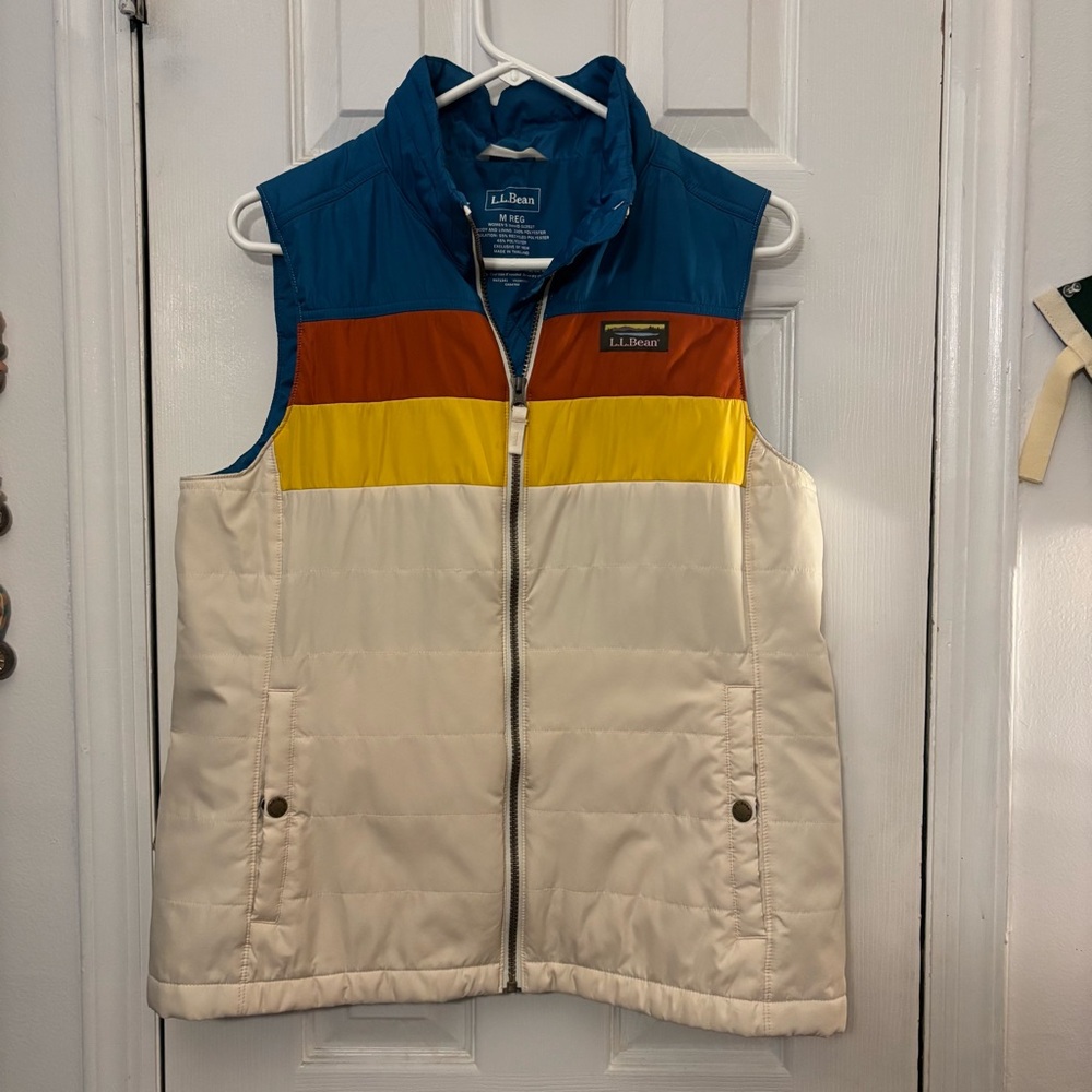 L.L. Bean Women’s Mountain Classic Vest Puffer- Blue, Rust, Yellow, Cream